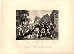 1871年 William Hogarth ホガース 鋼版画 S.バトラー トルーラに征服されるヒューディブラス HUDIBRAS The Knight Submits To Trulla