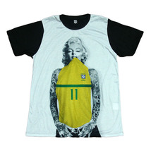 マリリンモンロー アメリカ セクシー ブラジル サッカー ユニフォーム ストリート系 デザイン おもしろTシャツ メンズ 半袖★tsr0118-blk-m_画像1