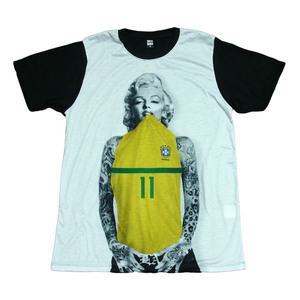 マリリンモンロー アメリカ セクシー ブラジル サッカー ユニフォーム ストリート系 デザイン おもしろTシャツ メンズ 半袖★tsr0118-blk-m