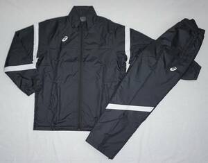  Asics warmer jacket & warmer pants M size black black asics nylon top and bottom set training wear 