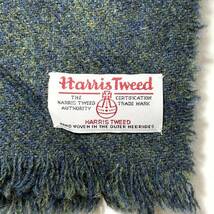 ■HARRIS TWEED ハリスツイード フリンジ付き ウールマフラー ストール 古着雑貨 小物 グリーン■_画像4