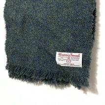 ■HARRIS TWEED ハリスツイード フリンジ付き ウールマフラー ストール 古着雑貨 小物 グリーン■_画像3