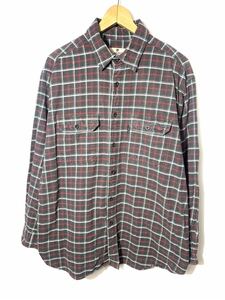 ■ WOOLRICH チェック柄 コットン フランネル 長袖 シャツ グレー/レッド/ホワイト Lサイズ ウールリッチ インナー アメカジ 古着 ■