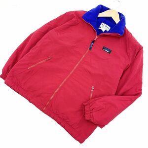 80s 90s ★ L.L.Bean 裏フリース シェルジャケット ウォームアップ ジャケット ブルゾン レッド M 古着 アウトドア エルエルビーン■AB107