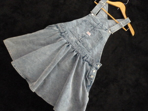 RNA/a-ruene-^ blue Denim corduroy overall skirt One-piece M/ soft damage processing ^OP123