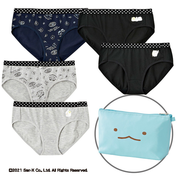 送料込み すみっコぐらし ポーチ付き 股上浅め ショーツ パンツ Mサイズ 5枚セット 廃番 新品
