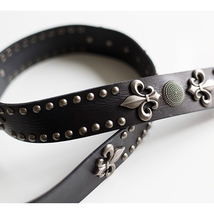 本革 (牛革) リリィスタッズ ベルト アラベスク柄 バックル 鋲ベルト お兄系 Studded Belt Biker (ブラック) ☆新品☆【送料無料】_画像7