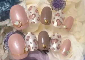 ネイルチップ ■オーダー■ ピンク レオパート