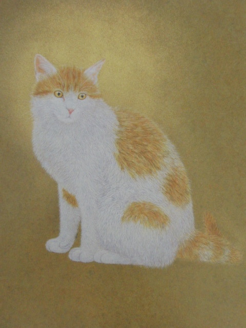 Masahiro Taguchi, 【Katze】, Aus einer seltenen Sammlung von Rahmenkunst, Neuer Rahmen inklusive, In guter Kondition, Porto inklusive, Malerei, Ölgemälde, Tierbilder