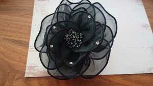 * black chiffon × rhinestone. . flower corsage * formal, type . also *