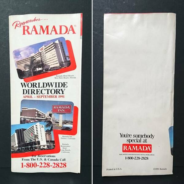 【AIKU-YA】アメリカ RAMADA HOTEL / INN ラマダ・ホテル ラマダ・イン ディレクトリ 1991年版 ジャンクジャーナル素材にも コラージュ