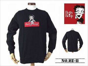 【送料無料 25%OFF】Betty Boop ベティ ブープ 刺繍仕様長袖Tシャツ -BOX BETTY- BE-11 BLACK_Lサイズ