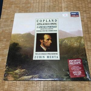 Copland,Gregory Peck The Los Angeles Philharmonic.Zubin Mehta -Appalachian Spring A Lincoln Portraitオランダ盤レコードシュリンク残