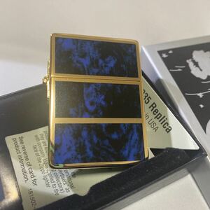 【激レアZIPPO】1935レプリカ 4面加工 1935EPG ブルーライン 青 金 シリアルナンバー0048 レアジッポ 人気のジッポ ゴールドタンク