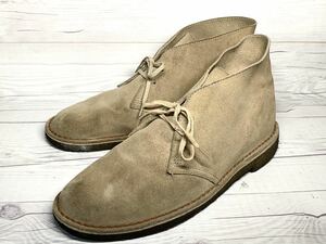 【即決】Clarks クラークス デザートトレック メンズ GB8.5 US9 26.5cm程度 ベージュ 本革 スエード 本皮 レースアップ 革靴 カジュアル