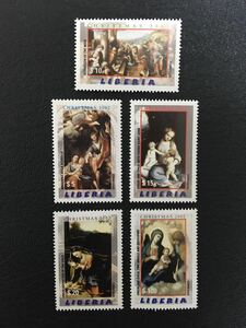 Art hand Auction Liberia 2002 Christmas Madonna and Child Painting Art 5 types complete Unused NH, antique, collection, stamp, Postcard, Africa