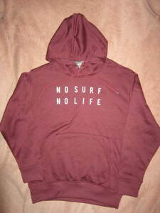 激安 即決！ 新品！ NO SURF NO LIFE サーフ デカロゴ 裏起毛 スウェット パーカー WINE M サーフィン サーファー