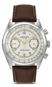 【未使用】OXYGEN オキシゲン 腕時計41mmクロノグラフ白文字盤 クォーツ France Paris 新品