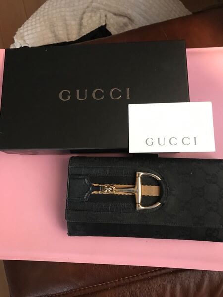 値下げしました。レトロ　GUCCI長財布　オリG BLACK 希少！