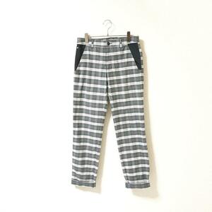 美品★23区 GOLF ゴルフ★メンズ ジップフライ コットン チェック柄 ワッペン付き パンツ ボトムス size 78 管:B:01