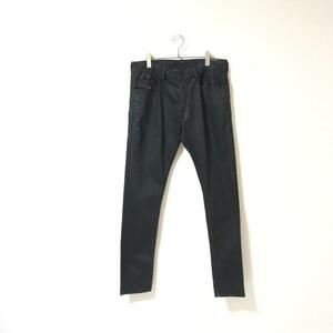 ★ディーゼル DIESEL TEPPHAR SLIM-CARROT★メンズ ボタンフライ コーティング デニム パンツ 黒 ブラック size W32 L32 管:B:01