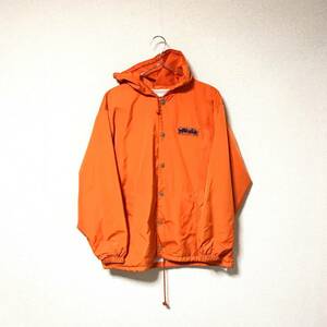 ★90s ellesse エレッセ★ナイロン パーカー ジャケット ブルゾン ボタン留め コーチジャケット オレンジ size M メンズ