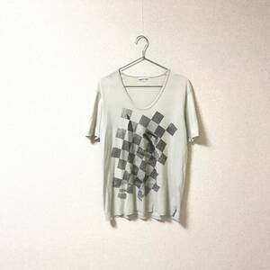 ★LAD MUSICIAN ラッドミュージシャン★メンズ 薄手 Uネック サーフィン プリント Tシャツ トップス グレー系 size 44