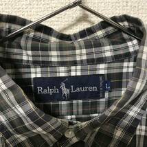 ★Ralph Lauren ラルフローレン★メンズ BD ボタンダウン 長袖シャツ チェック柄 シャツ size L コットン ダークトーン ワンポイント刺繍_画像9