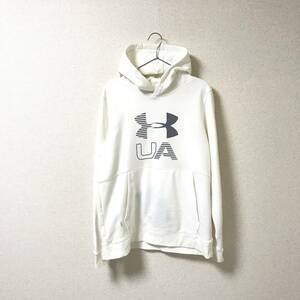 ★アンダーアーマー UNDER ARMOUR★ロゴプリント プルオーバー スウェット パーカー size XL 白 ホワイト