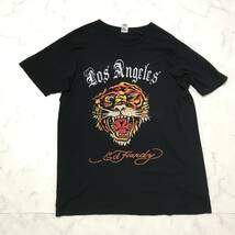 美品★ED HARDY エドハーディー★メンズ 半袖 トラ タイガー プリント Tシャツ 黒 ブラック size M_画像3