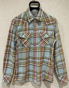 *gai Gin meidoBLUE GEM GAIJIN MADE out person .. check Western long sleeve flannel shirt tops Ⅰ BJBA.A