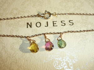  Nojess K10PG natural stone 3 stone bracele yellow pink green NOJESS 10 gold pink gold repeated price decline 