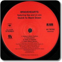 【○21】Bravehearts/Quick To Back Down/12''/Sensations/Thug Rap/The East Side Boyz/Lil Jon/QB Finest/Nas_画像2