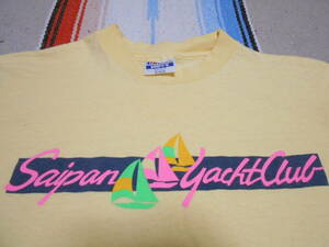 １９８０年代製 HANES BEEFY SAIPAN YACHT CLUBへインズ ビンテージ Tシャツ MADE IN USA VINTAGE ヨット セイリングボート オールドサーフ