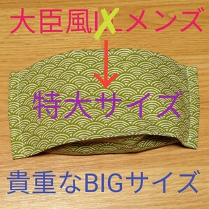 大臣風 立体インナー ビッグサイズ メンズ向け 17.8×22.3センチ前後 和柄 モスグリーン