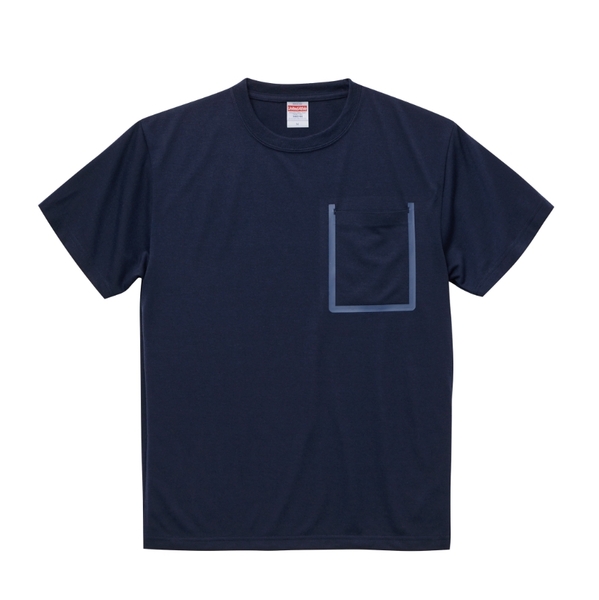 新春セール　ナイダス　ドライコットンTシャツ(ポケット付き)　XLサイズ　ネイビー×ホワイト