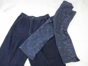  navy series velour long pants size 15 total pattern cropped pants M 2 pieces set old clothes lady's FM-8 *.20210109