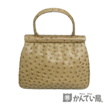 オーストリッチ OSTRICH ハンドバッグ 本革 レザー バッグ 鞄 ブラウン レディース【中古】_画像3