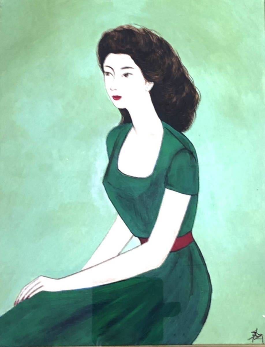 ｢川瀬紀深子 夏の娘 油絵 キャンバス 額装済み｣, 絵画, 油彩, 人物画