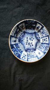 貴重　割れのない中国南方窯　染め付け皿　呉須の色良く　素朴な手描きの絵も良い