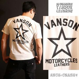 VANSON ドライ半袖Tシャツ ACV-904 ホワイト XXLサイズ ワンスター★ バンソン 当店別注 吸汗速乾 抗菌防臭 UVカット ハーレー バイカー