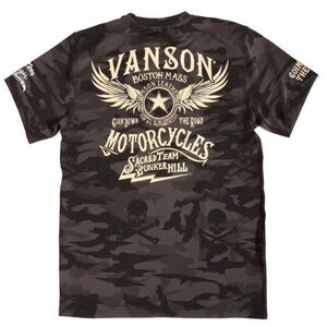 VANSON ドライ 半袖Tシャツ ウィング ACV-901 カモフラ【S】 吸汗速乾 抗菌防臭 UVカット 当店別注 バンソン 吸水速乾 男女兼用 迷彩柄