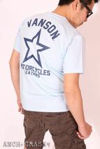 VANSON ドライ半袖Tシャツ ACV-904 サックス Sサイズ ワンスター★ バンソン 当店別注 吸汗速乾 抗菌防臭 UVカット ハーレー バイカー_画像2