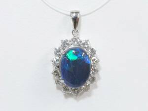  б/у подвеска с цепью black opal diamond платина Pt900 колье h128448-A