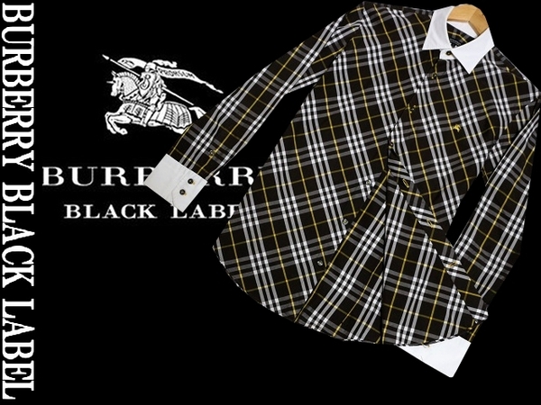 極美品★BURBERRY BLACK LABEL　斜めフルチェックシャツ　サイズ２