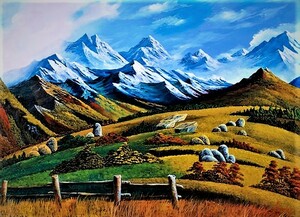 Art hand Auction الوهمية: أوراق الخريف في جبال روكي, تلوين, طلاء زيتي, طبيعة, رسم مناظر طبيعية
