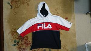 ★即決★ FILA スウェット パーカー L サイズ 五分丈 メンズ 春 秋 冬 フィラ ジャージ スポーツ ストリート 古着 ヴィンテージ ビンテージ