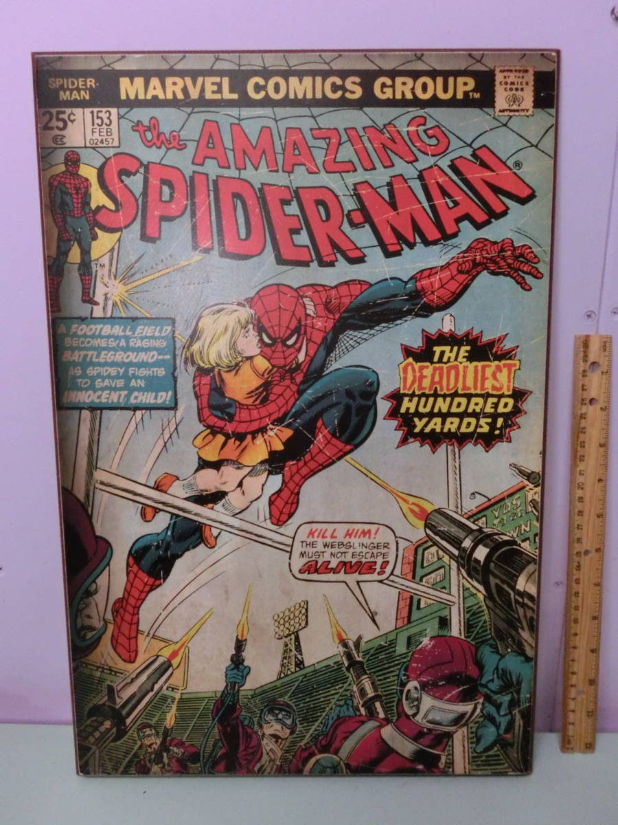 Marvel Spiderman decoración de pared de madera colgante de pared imagen cómica 33 x 49 cómic americano vintage Marvel Spiderman cómics vintage, Cifras, Cómics americanos, hombre araña