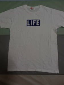 LIFE ライフ X RAGE BLUE レイジブルー 公式コラボ BOX LOGO ボックス ロゴ プリント Tシャツ 正規品 サイズM