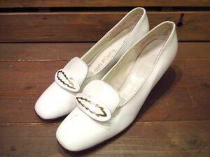  Vintage 70's*DEAD STOCK leather pumps white 7 1/2 2A/4A*210114n11-w-pmp-23cm 1970s dead stock lady's shoes retro 